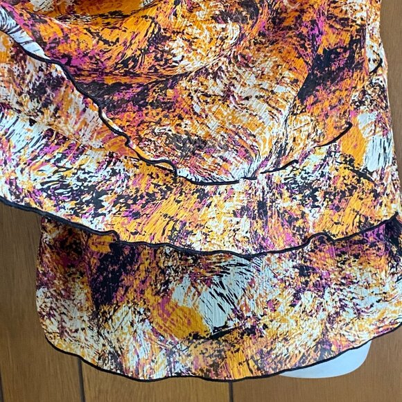 New Directions Top Womens S‎ Sleeveless Layered Blouse Multicolor Abstract Flowy - Picture 3 of 13